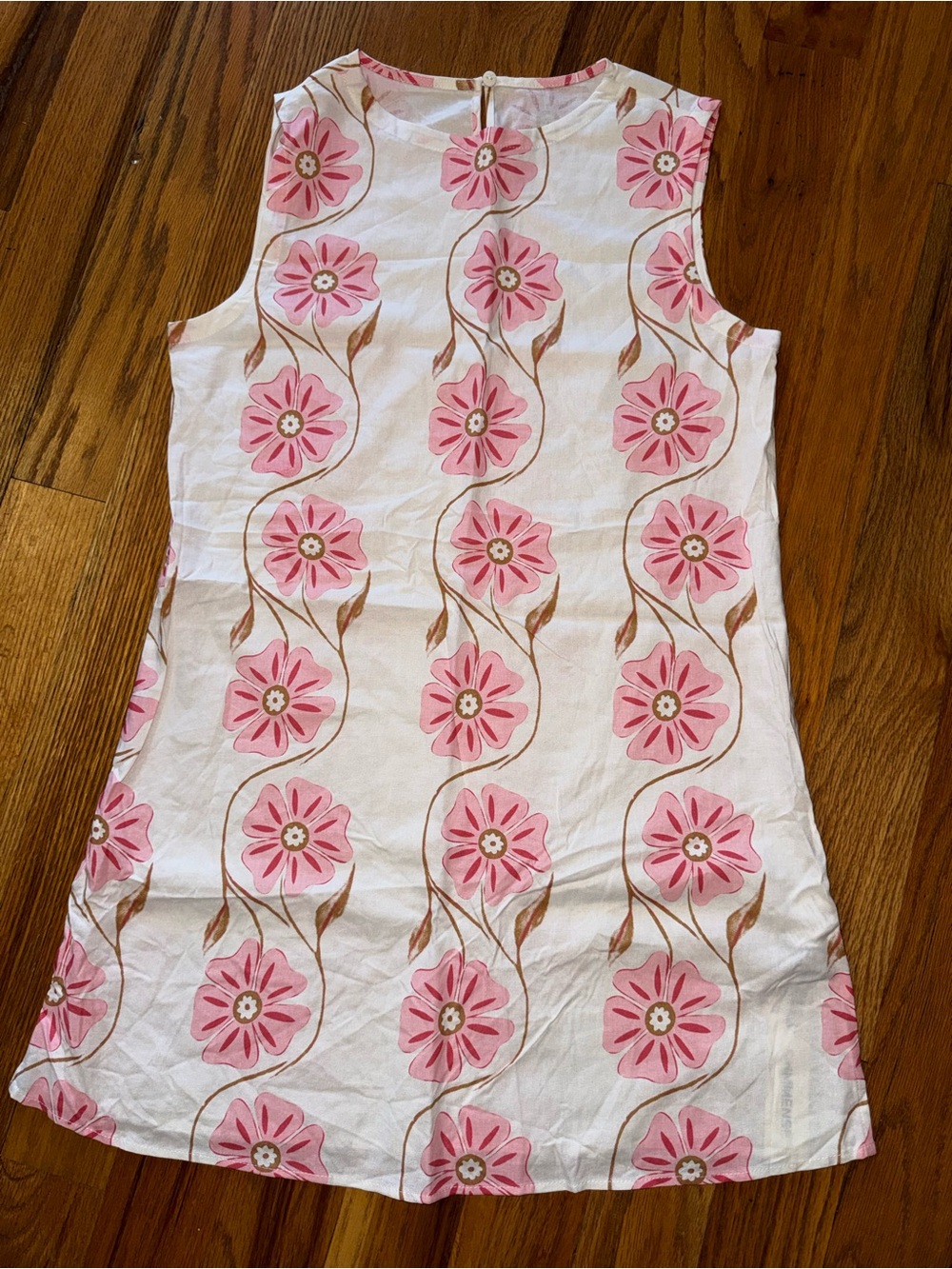 Commense White Mini shift  Dress with Pink Floral size Medium - Picture 2 of 5